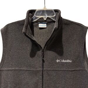 Columbia Mens Fleece Vest Full Zip Grey Sleeveless Jacket Medium M Outdoor
